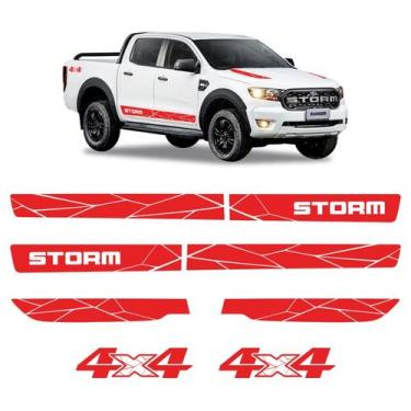 Imagem de Faixa Ranger Storm 2020/ + 4x4 Adesivo Lateral/Capô Vermelho - SPORTIN
