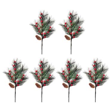 Imagem de Ioensy 6Pcs Palitos de frutas vermelhas de Natal, Palitos florais artificiais de 40 cm para guirlanda de árvore de Natal, galhos decorativos artificiais de