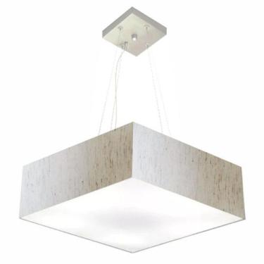 Imagem de Lustre Pendente Quadrado Md-4032 Cúpula em Tecido 15/50x50cm Linho Beg