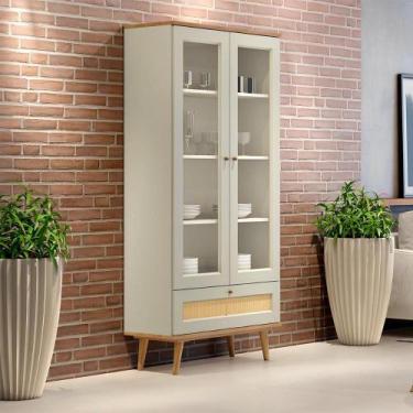 Imagem de Cristaleira com 2 Portas 82,5cm Gaveta com Palha Natural - Casa Lar In