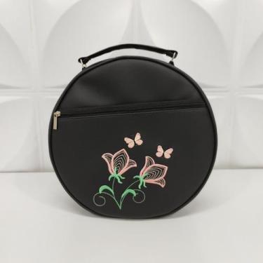 Imagem de Bolsa Porta Pratos Personalizado Flores Preto - Coutre Bolsas