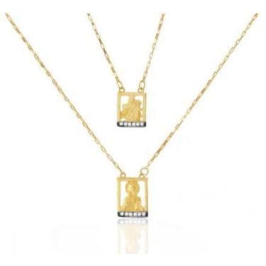 Imagem de Escapulário em ouro 18k Vazado com Pedras - Elegancy Joias