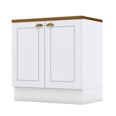 Imagem de Balcão 2 Portas 80 cm Nova York Branco com Tampo para Cooktop Nature  