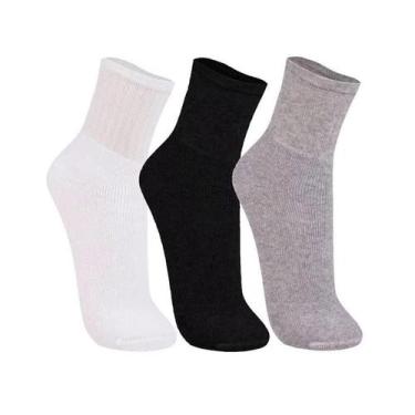 Imagem de Kit 3 Pares de Meias Trifil T08721 Esportiva, Branco, Preto, Cinza, M 