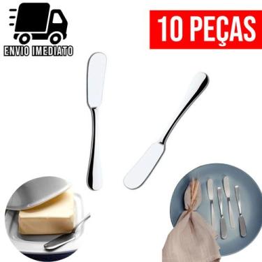 Imagem de Kit 10 Espátula para Manteiga Patê e Geleia de Aço Inox Cozinha Multiu
