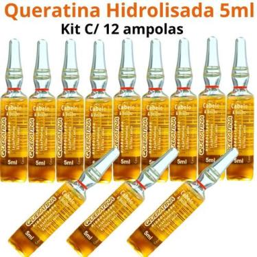 Imagem de Queratina Hidrolisada 5ml Cabelo E Brilho -Kit C/ 12 Ampolas - Arovite