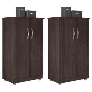 Imagem de Kit 2 Armários Organizador Multiuso Rosana 2 Portas Castanho - AJL Móv