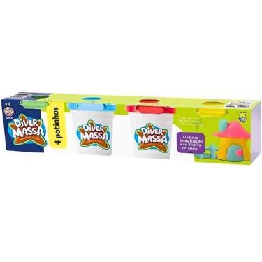 Imagem de Massinha Kit Com 4 Potinhos Sortidos Diver Massa DiverToys, Colorido