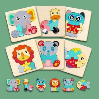 Imagem de Quebra Cabeça 3D Infantil Brinquedo Educativo 6 Animais Sortidos - Att