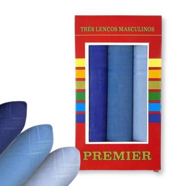 Imagem de Caixa c/ 3 Lenço Masculino de Bolso 100% Algodão Premier, Azul