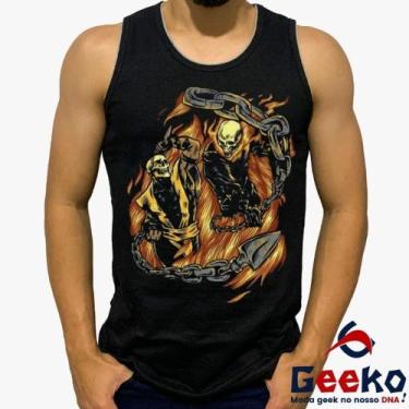 Imagem de Regata Scorpion 100% Algodão Mortal Kombat MK Geeko, Preto, G3