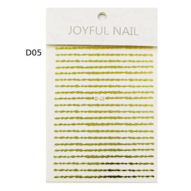 Imagem de Película unha metalizada dourada - linhas d05 joyful nail