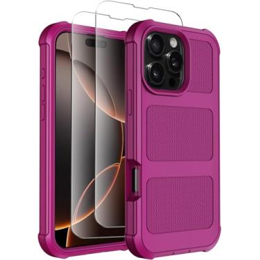 Imagem de Temcase Capa para iPhone 16 Pro Max [com protetor de tela X2], capa protetora de camada dupla resistente, resistente, antiderrapante, à prova de choque, para Apple iPhone 16 Pro Max de 6,9 polegadas