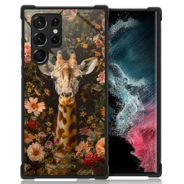 Imagem de CARLOCA Capa compatível com Samsung Galaxy S23 Ultra com estampa de flor de folha de girafa canto circular para meninas e mulheres compatível com Samsung Galaxy S23 Ultra