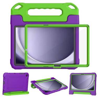 Imagem de YIHE Capa infantil para Samsung Galaxy Tab A9+/A9 Plus 28 cm 2023 (SM-X210/X216/X218), capa à prova de choque com suporte para tablet Galaxy A9 Plus com protetor de tela integrado, roxo e verde