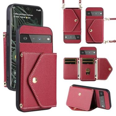 Imagem de Dibosom Capa carteira minimalista para Google Pixel 6 Pro com alça de ombro, 6 compartimentos para cartões, fina e fina, suporte para cartão de crédito, capa para celular para Pixel6Pro, Pixel6, XL,