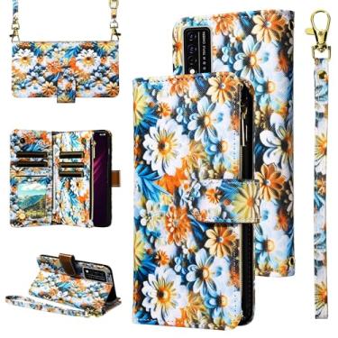 Imagem de Furill Capa carteira para T-Mobile Revvl V+ 5G com alça de ombro transversal flor couro zíper bolsa suporte capa de telefone Tmobile RevvlV+ + 5G T Mobile Revell V+5G TCL Revel V + Plus G5 2021