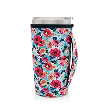 Imagem de Capa para copo com isolamento de neoprene ideal para copo de 590 ml, YETI Rambler Ozark Trail Rtic, Starbucks Venti Cold (apenas as mangas para copo) (estampa flor)