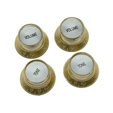 Imagem de Dopro Conjunto de 4 puxadores refletores de guitarra LP dourados com tampa cromada para SG Epiphone Les Paul