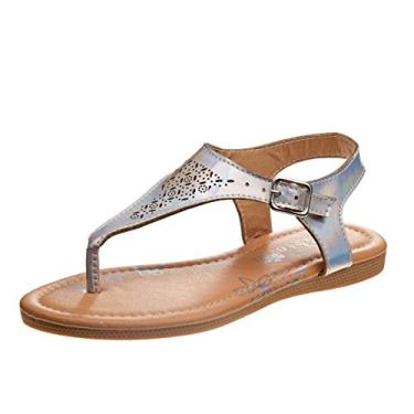Imagem de Josmo Sandália rasteira Valerie para meninas, Prata, 13 Medium US Little Kid