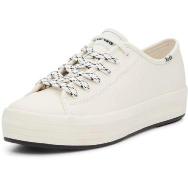 Imagem de Keds Tênis feminino de couro Triple Kick, Faixa Foxing na parte inferior branca/preta, 35