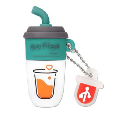 Imagem de LEIZHAN Lindo pendrive USB de café pen drive de computador para professores, estudantes, família e amigos (32 GB, café verde)