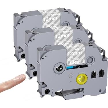 Imagem de Hehua Fita Tze Tz 12 mm 0,47 laminada branca sobre fita transparente compatível com Brother P-Touch Label Maker Tape TZe-135 TZe135 TZ-135 TZ135 para Ptouch PT D210 D220 D200 D610 H110, 1/2'' x 8 m,