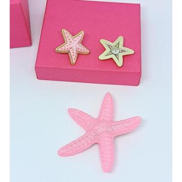 Imagem de Kit Par de Brincos estrela do Mar Resinado colorido + Presilha de Cabe