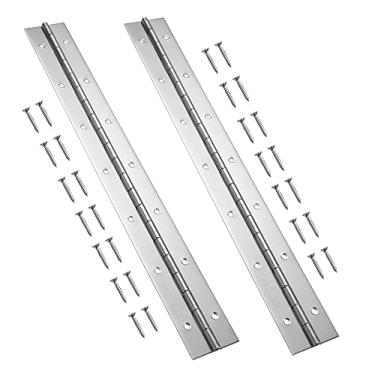 Imagem de Dobradiça de piano de aço inoxidável 304 de grau marinho, dobradiça contínua de barco de 41 cm x 5 cm, dobradiça longa com acabamento polido resistente com parafuso para armário, porta de cabine, caixa de armazenamento (pacote com 2)