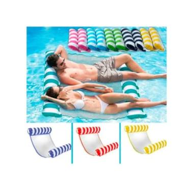 Imagem de 2 Cama Rede Boia Reclinável Flutuante Inflável Para Praia Piscina