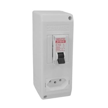 Imagem de Caixa Plástica de Sobrepor para Disjuntor DIN Disjuntor Unipolar e Tomada 10A