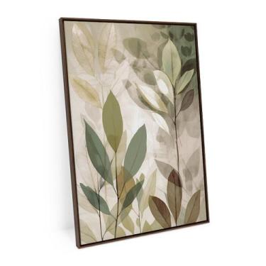 Imagem de Quadro Folhas Soft Green Com Moldura Para Sala 60x40 Pequeno - Bimper 