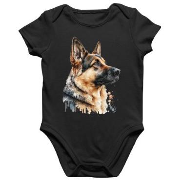 Imagem de Body Bebê Algodão Cachorro Pastor Alemão - Foca na Moda, Preto, GG
