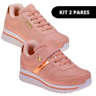 Imagem de Kit 2 Pares Sapatênis Infantil Feminino Menina Escolar - Club Happy, 3