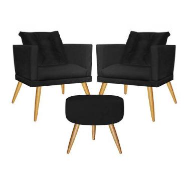 Imagem de Kit 02 Poltrona Com Almofada e Puff Milena Confort Sala Recepção Escri