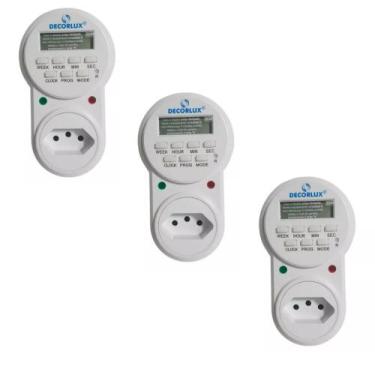 Imagem de Kit 03 Temporizador Digital Programável Bivolt Tomada Timer 10a - DECO