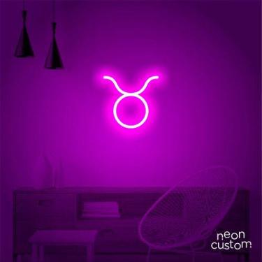 Imagem de luminaria letreiro Neon Led Signo Touro 50x55 luminoso decoração p/ se