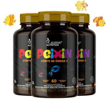 Imagem de Ômega 3 Kids Crianças Infantil Mastigável Cereja Peixin 3x60 - Alisson