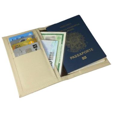 Imagem de Porta Passaporte em Couro Legítimo Sarroche, Creme