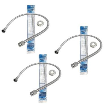 Imagem de Kit com 3 Unidades do Flexível de Malha Trançada de Aço INOX 1/2 da Fl