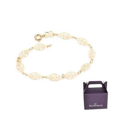 Imagem de Pulseira Rommanel Infantil Flores Vazadas Banhado 551234, Dourado