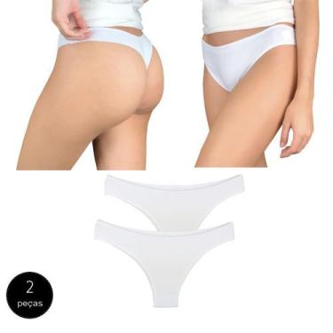 Imagem de Kit 2 Calcinhas Fio Dental Try Basics Algodão Cotton Básica Lisa Moda 