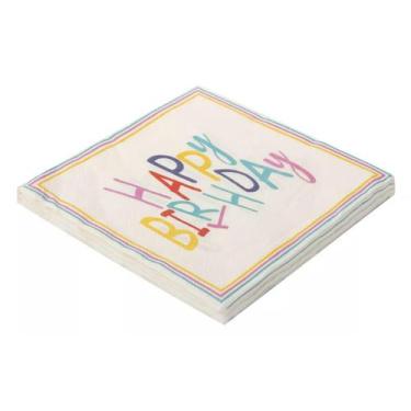 Imagem de Guardanapo de Papel Estampado Happy Birthday Colorido 32x32 cm Silver 