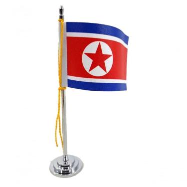 Imagem de Mini Bandeira De Mesa Coréia Do Norte 15 Cm Poliéster