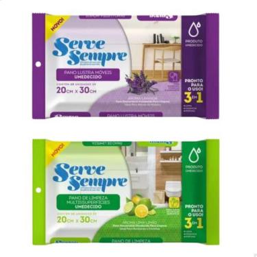 Imagem de Kit 2 Pcts Pano de Limpeza Umedecido Multiuso Branco Limpa Tudo - SERV