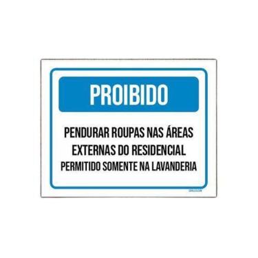 Imagem de Placa Sinalização - Proibido Pendurar Roupas 18X23