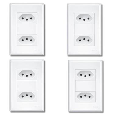 Imagem de Kit Com 4 Tomadas Duplas Brancas 2p+t 10a/250v Evidence Fame