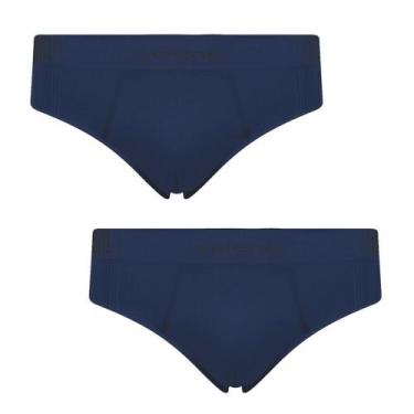 Imagem de Kit 2 Cueca Selene Masculina Slip sem costura Microfibra, Azul, P