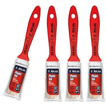 Imagem de Kit 4 Pincel Trincha Pintura Atlas At315 1 Polegada Extra Macia PlumaT