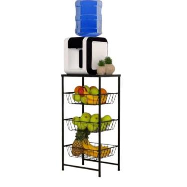 Imagem de Fruteira Para Cozinha Com 3 Cestos Removiveis Preto SF.Plus - ShopFort